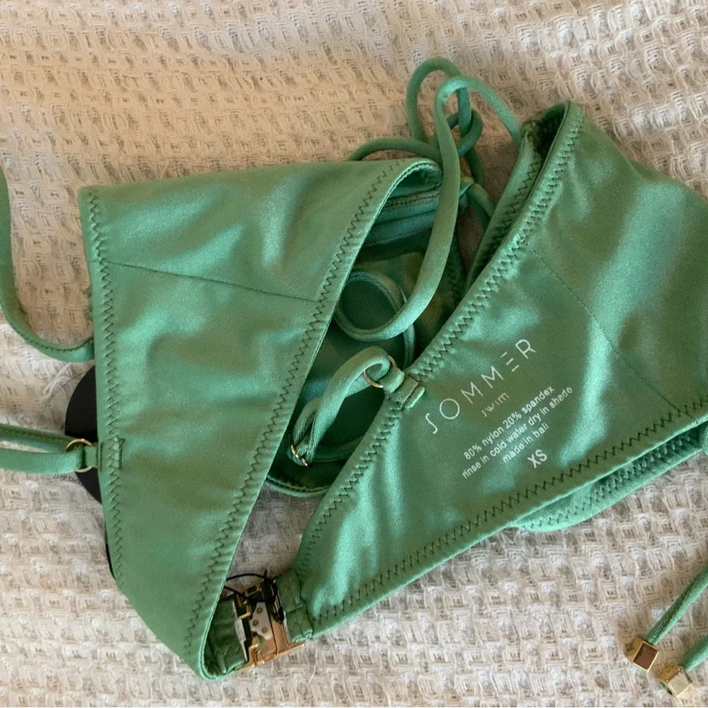 Revolve x Sommer Swim Bea Maltese Green Bralette Crop Swim Bikini Top NWT XS - Picture 4 of 7